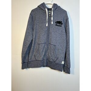 Roots Canada Full Zip Hooded Sweater Women's Sz M Gray Outdoor Casual
